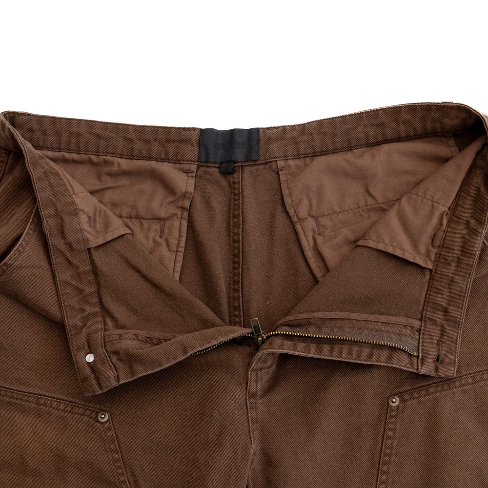 R. Swiader Brown Cotton Workwear Pants Size 36 Wide Leg Carpenter Style - Picture 3 of 5